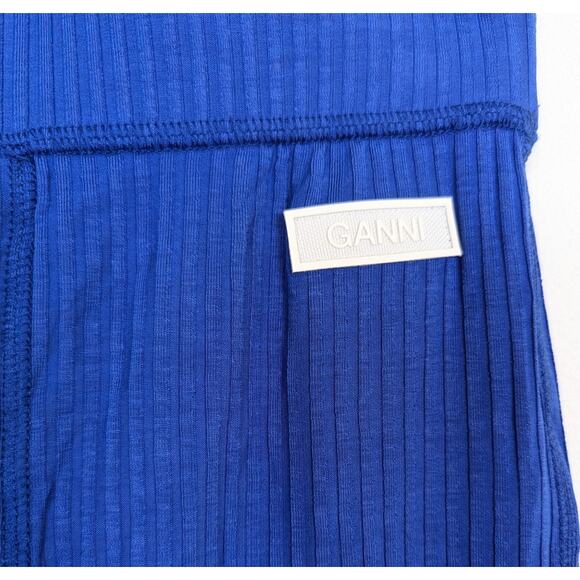 Ganni Royal Blue Tencel Ribbed Stirrup Leggings Size M - Picture 5 of 9